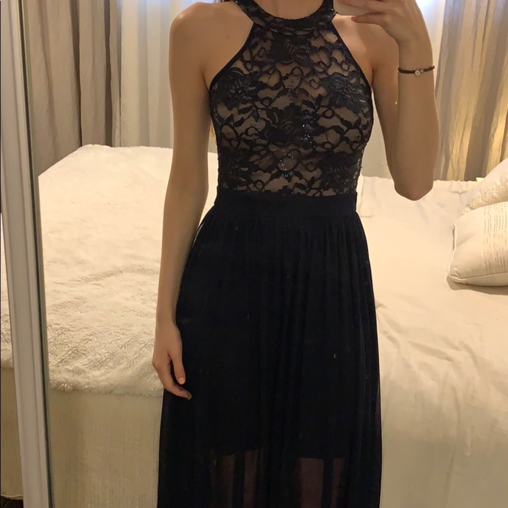 Cute Long Navy Blue Dress